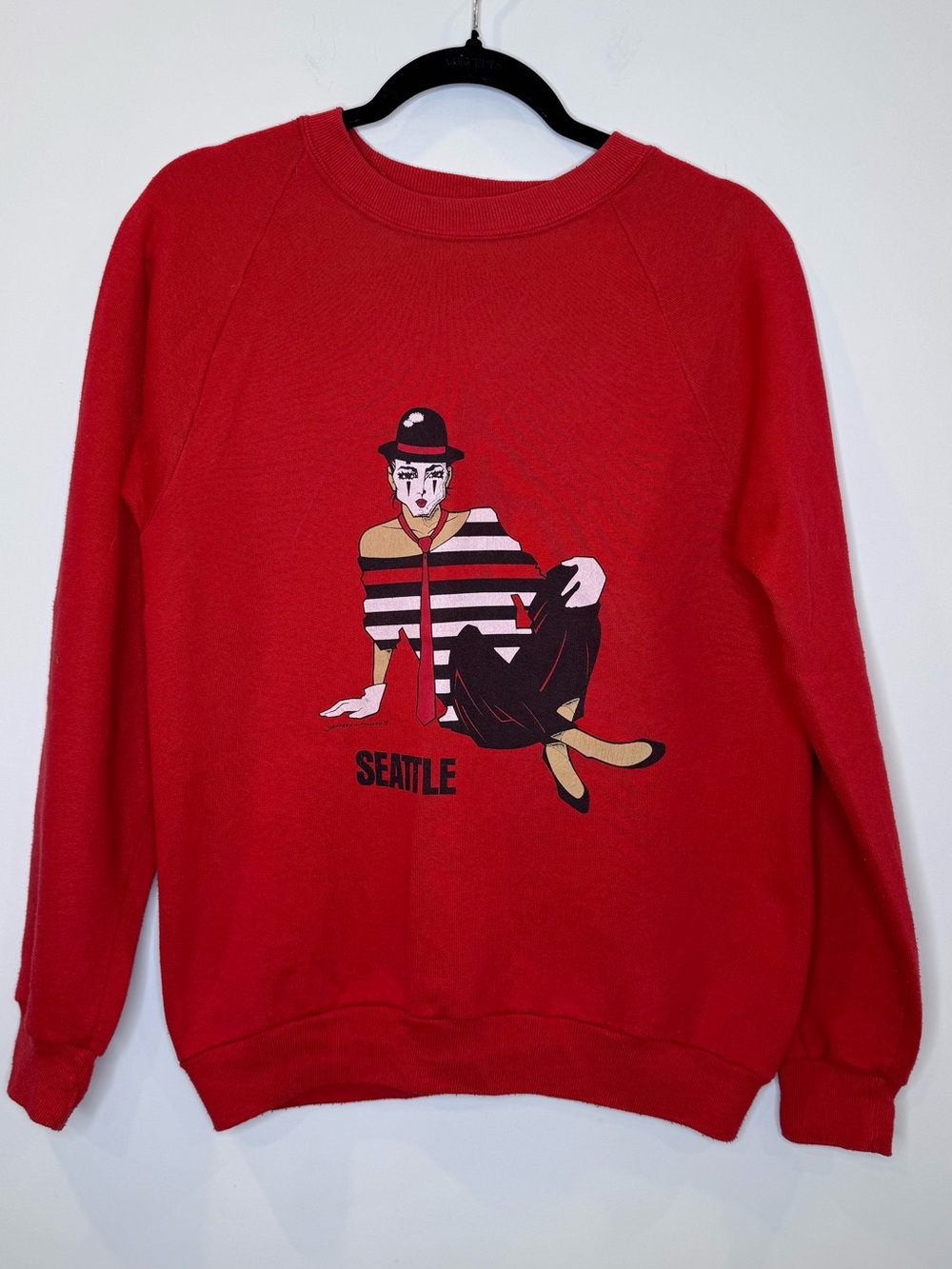 Vtg Jerzees USA 80s Jeffrey L. Pollard Red mime Graphic Crewneck Seattle sz M